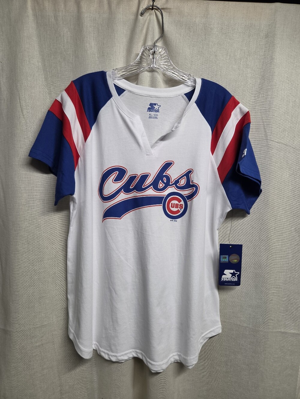 STARTER White, Blue & Red Chicago Cubs Raglan Tee